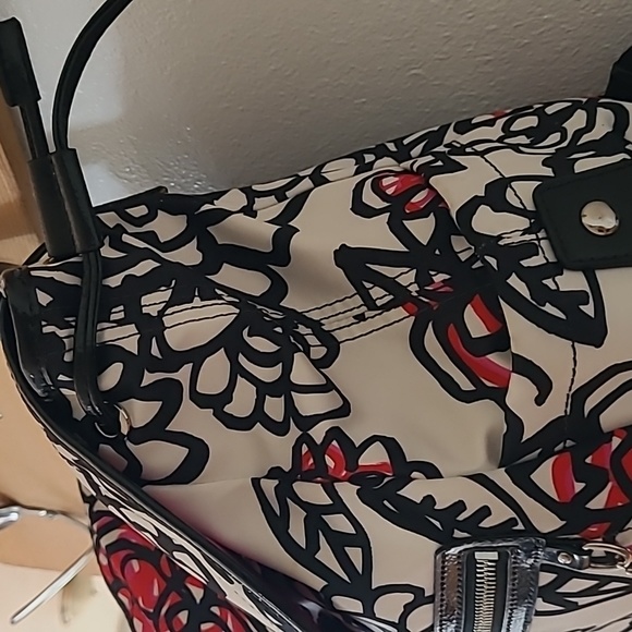 Coach "Daisy" White/Black/Red Floral-Logo Print Fabric Backpack - Picture 9 of 15